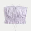 Easy Crop Trägerloses Tube-Top mit Spitzeneinsatz Easy Crop Trägerloses Tube-Top mit Spitzeneinsatz
