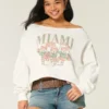 Easy Double Off-the-Shoulder Miami Graphic Sweatshirt