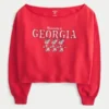 Easy Double Off-the-Shoulder Sweatshirt mit Grafik der University of Georgia