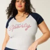 Easy Notch-Neck Sweet ’n Sporty Graphic Baby Tee Easy Notch-Neck Sweet ’n Sporty Graphic Baby Tee