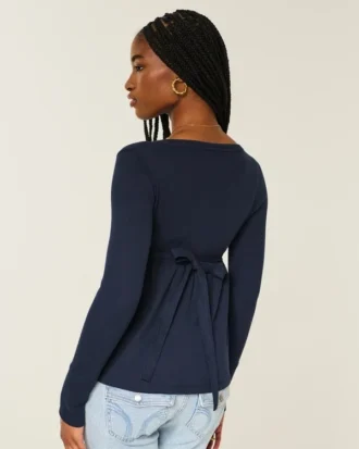 Einfach zu bindendes Henley-Babydoll-Oberteil