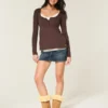 Einfach zu bindendes Henley-Babydoll-Oberteil Einfach zu bindendes Henley-Babydoll-Oberteil