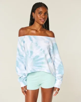 Einfach zu bindendes Sweatshirt mit doppeltem Schulterausschnitt Einfach zu bindendes Sweatshirt mit doppeltem Schulterausschnitt