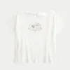 Einfaches T-Shirt mit Herz-Grafik und Schleifenverschluss am Rücken Einfaches T-Shirt mit Herz-Grafik und Schleifenverschluss am Rücken