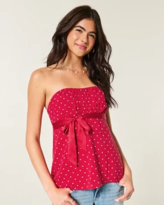 Einfaches trägerloses Babydoll-Oberteil
