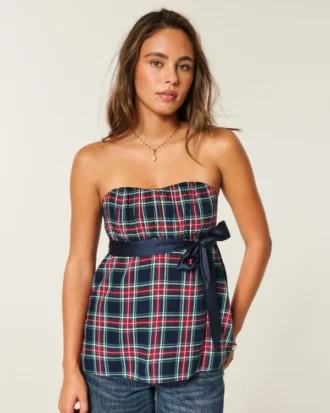 Einfaches trägerloses Babydoll-Oberteil