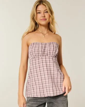 Einfaches trägerloses Babydoll-Oberteil