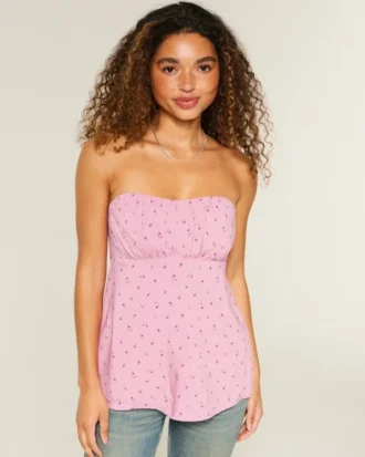 Einfaches trägerloses Babydoll-Oberteil