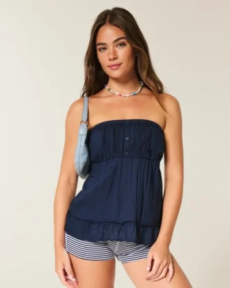 Einfaches trägerloses Babydoll-Oberteil