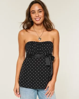 Einfaches trägerloses Babydoll-Oberteil