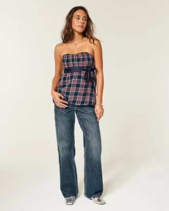Einfaches trägerloses Babydoll-Oberteil