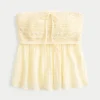 Einfaches trägerloses Babydoll-Oberteil aus Häkelstoff Einfaches trägerloses Babydoll-Oberteil aus Häkelstoff
