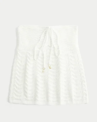 Einfaches trägerloses Babydoll-Oberteil im Häkelstil