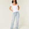 Entspannte Straight-Jeans mit niedriger Leibhöhe und heller Waschung Entspannte Straight-Jeans mit niedriger Leibhöhe und heller Waschung
