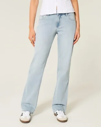 Entspannte Straight-Jeans mit niedriger Leibhöhe und heller Waschung