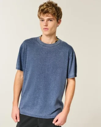 Entspanntes gewaschenes Crew-T-Shirt