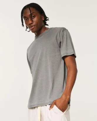 Entspanntes gewaschenes Crew-T-Shirt