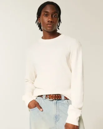 Entspanntes, langärmeliges Crew-Shirt mit Thermofunktion