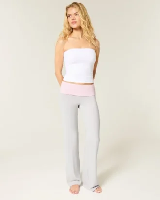 Faltbund-Strickhose mit ausgestelltem Bein
