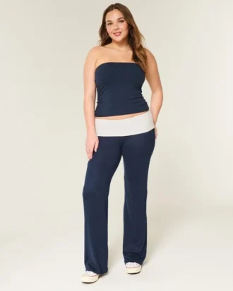 Faltbund-Strickhose mit ausgestelltem Bein