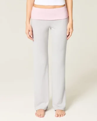 Faltbund-Strickhose mit ausgestelltem Bein