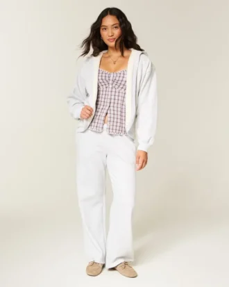Faux Fur-Lined No-Close Fleece Cardigan
