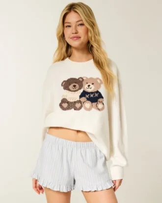 Flanell-Shorts mit Rüschen