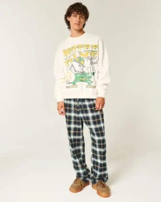 Flannelhose mit „University of Notre Dame Fighting Irish”-Grafik