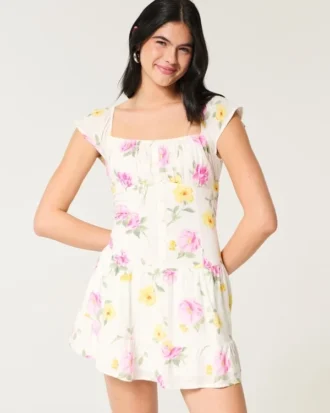 Flatterärmel-Skort-Kleid
