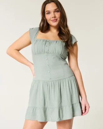Flatterärmel-Skort-Kleid
