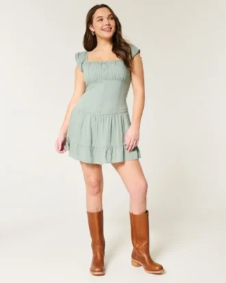 Flatterärmel-Skort-Kleid