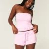 Fleece-Mini-Shorts mit Herz-Grafik
