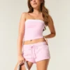 Fleece-Mini-Shorts mit Herz-Grafik