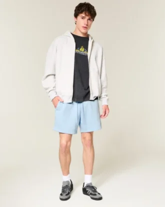Fleece-Shorts über dem Knie