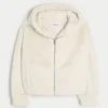 Gemütlicher Hoodie mit Kunstfell und Reißverschluss Gemütlicher Hoodie mit Kunstfell und Reißverschluss