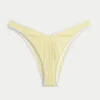 Gerippte Bikinihose mit hohem Beinausschnitt und V-förmigem Bund