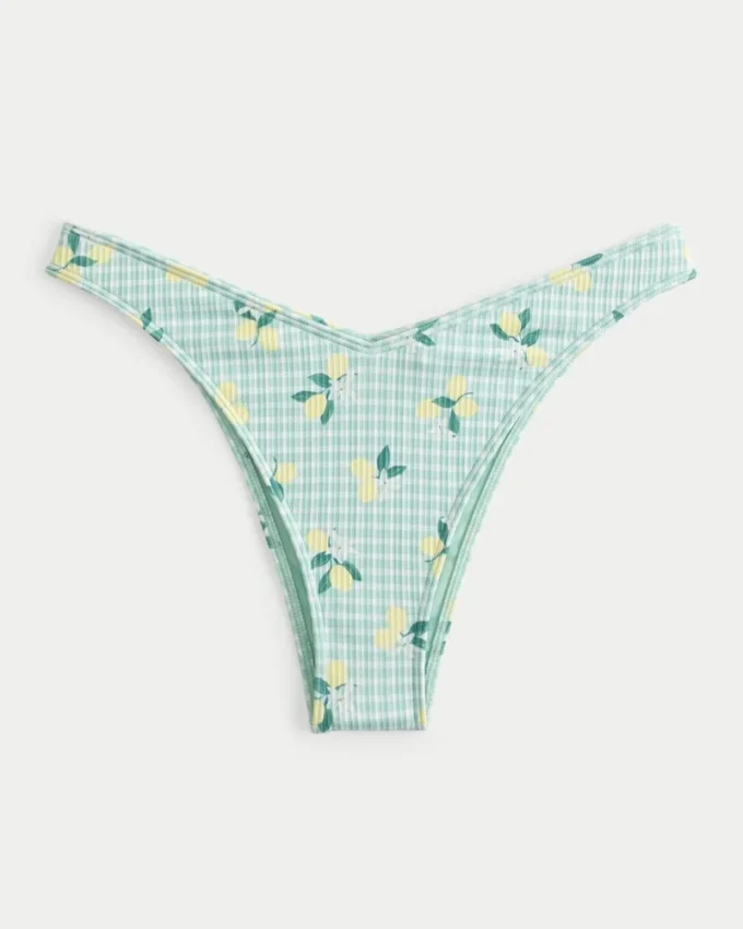 Gerippte Cheekiest-Bikinihose mit hohem Beinausschnitt