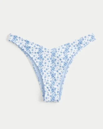 Geripptes Bikini-Höschen mit hohem Beinausschnitt und V-förmiger Taille