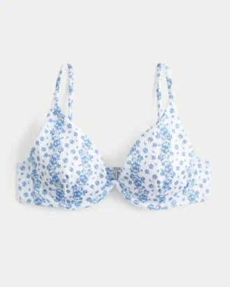 Geripptes Bikini-Oberteil mit Bügeln und tiefem Ausschnitt