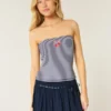 Geripptes, trägerloses, besticktes Tube-Top mit Kirschmotiv Geripptes, trägerloses, besticktes Tube-Top mit Kirschmotiv