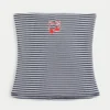 Geripptes, trägerloses, besticktes Tube-Top mit Kirschmotiv Geripptes, trägerloses, besticktes Tube-Top mit Kirschmotiv