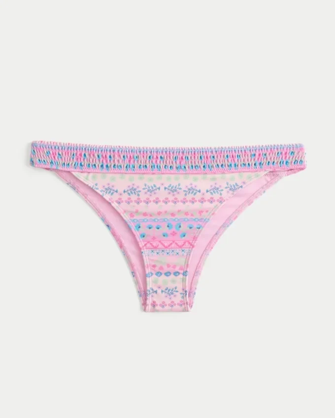 Gesmokte Taille, hoch geschnittene Cheekiest-Bikinihose