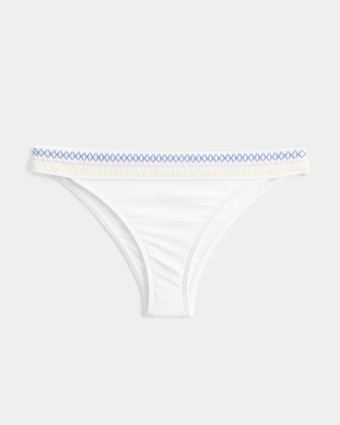 Gesmokte Taille, hoch geschnittene Cheekiest-Bikinihose