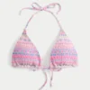 Gesmoktes Neckholder-Triangel-Bikini-Oberteil