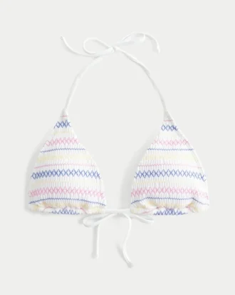 Gesmoktes Neckholder-Triangel-Bikini-Oberteil