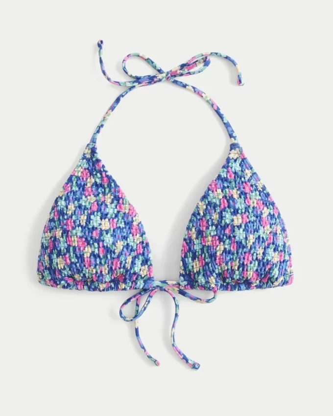 Gesmoktes Neckholder-Triangel-Bikini-Oberteil Gesmoktes Neckholder-Triangel-Bikini-Oberteil
