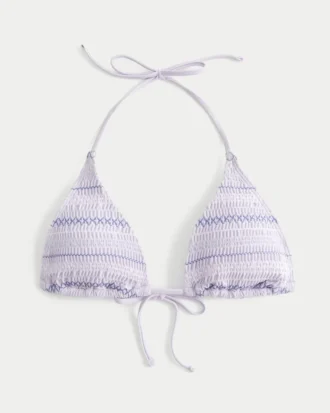 Gesmoktes Neckholder-Triangel-Bikini-Oberteil