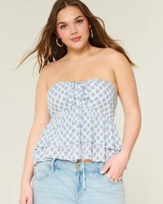 Gestaffeltes Babydoll-Oberteil mit Neckholder