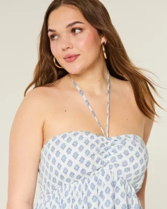Gestaffeltes Babydoll-Oberteil mit Neckholder