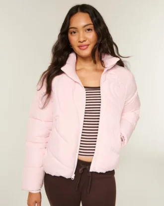Gesteppte Pufferjacke mit Reißverschluss und Herz
